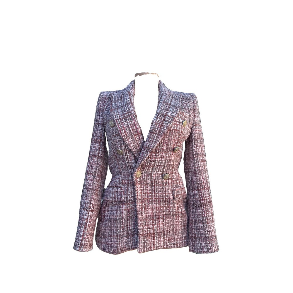 ZARA Pink Tweed Blazer Jacket Size XS